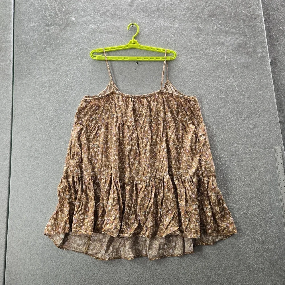 Old Navy Women Blouse XXL Brown‎ Cami Floral Scoop Neck Pullover